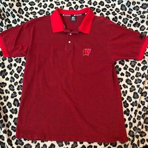 Starter Wisconsin Badgers red polo EUC large